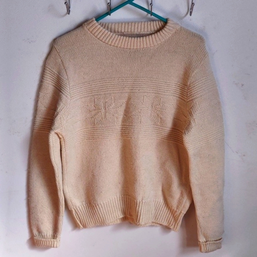 Vintage Alps Rugged Outdoors Ladies Medium Knit Sweater Snowflake Crewneck - Picture 2 of 8